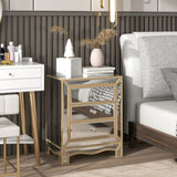 W 19.7" X D 15" X H 26" Champagne mirror 3 drawer cabinet extraction cabinet, multifunctional W100535962