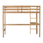 ZUN Twin High Loft Bed, Rubber Wood Loft Bed with Safety Guardrail, built-in desk, ladder,White Oak 64025790