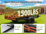 1500LBS Capacity 15 Cubic Feet Dump Cart Trailer, Heavy Duty Tow Behind Hauling & Dumping Wagon for W1422P412933