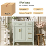 30" Bathroom Vanity with Ceramic Sink, Modern Storage Cabinet with Soft-Close Doors, Deep Drawer & N729P276610F