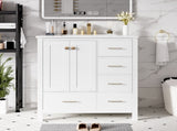 30'' Bathroom Vanity with Ceramic Sink Combo, Solid Wood Frame Bathroom Storage Cabinet, N710P194420K