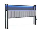 King Size Headboard with Pegboard Storage Shelf, Adjustable Upholstered Backrest, RGB LED Light 30670695