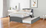 Twin size Platform Bed with Trundle, Gray WF194304AAE