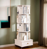 Rotating Bookshelf with Drawer, 360 Display 5 Tier Corner Bookshelf for Small Space, Floor Standing W2641P329210
