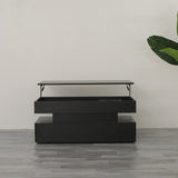 High Quality Three-Tier Foldable Coffee Table with Drawers for Living Room Home Furniture Black W650P263503