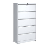 ZUN 5 Drawer Metal Lateral File Cabinet , White Filing Cabinet with Lock, Lockable File Cabinet for Home 14430594