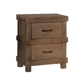 Wooden Nightstand with 2 Drawers in Antique Oak Finish B016P253784