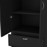 Armoire Wardrove 76" H, Hanging Rod, 2 Drawers, 1 Shelf, Black B097P199751