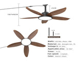 Outdoor ceiling fan with light 42-inch walnut-coloured waterproof gazebo ceiling fan with light, W1962P573657
