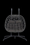 ZUN 2 Person Outdoor Rattan Hanging Chair Patio Wicker Egg Chair W874P146253