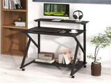 Black Rolling Computer Desk with Power Strip 32" Mobile Office Desk with Monitor Stand 36811141