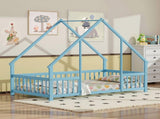 Twin Size Floor Bed Triangle Roof Frame and Support Bed Slats, Montessori Kids Playhouse Bed 25942984