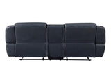 Modern Blue Dual Reclining Loveseat with Center Console, Breathable Faux Leather Upholstery, USB B011P228163