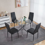 ZUN Dining Table with cross metal leg and tempered glass,Modern Space Saving Kitchen Table for Living 36989870