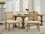 French Decor Chairs Set of 2, Louis Dining Chairs with Square Rattan Backrest and Exquisitely Carved W1143P335056