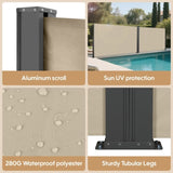 276" x 71''Retractable Side Awning, Waterproof & UV-Resistant, Privacy Screen Divider Roll Up W419P286393