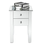 ZUN Modern and Contemporary Mirrored 2-Drawers Nightstand Bedside Table Silver 09093710