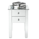 ZUN Modern and Contemporary Mirrored 2-Drawers Nightstand Bedside Table Silver 09093710