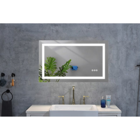 ZUN 36x24 Inch LED Bathroom Mirror with Frontlit and Backlit, Wall Mounted Vanity Mirror with Smart 49628161