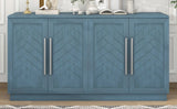 TREXM Sideboard with 4 Doors Large Storage Space Buffet Cabinet with Adjustable Shelves and Silver N715P192557M