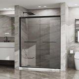 Goodyo Double Sliding Glass Shower Door 60 in. W x 72 in. H Aluminum Framed Shower Enclosure with D163107683