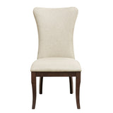 Modern Traditional Side Chairs Set of 2 Off-White Fabric Upholstered Back Seat Nailhead Trim Dark B011P168820