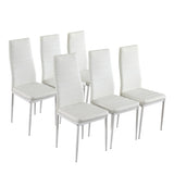 ZUN 6pcs Elegant Assembled Stripping Texture High Backrest Dining Chairs B White 95666160