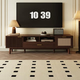 Wood Fashionable TV Stand for 75" TVs, TV Cabinet with Soft-Closing Door and Drop-Down Door Cabinet, N710P257619P