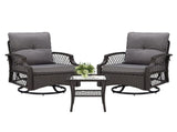 3-Piece Patio Furniture Set, Wicker Outdoor Bistro Set Swivel Glider Patio Chairs x 2 with Cushions, T3623P505190