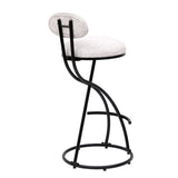 Round Print Bar Stools Set of 2 Black Metal Upholstered Chairs for Kitchen Island & Dining Rooms W1757P268901