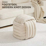 060-Chenille Fabric Modern Knot Design Ottoman Makeup Stool Footstool, Comfortable and Stylish Seat W527P239023