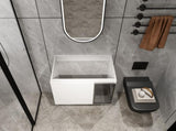 30" Wall-Mounted Bathroom Vanity, 2-Soft Close Doors,Glossy White Vanity & Grey Glass 1/2 Door, W999P387159