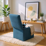 Blue Corduroy Storage Ottoman with Rubber Feet Compact Soft Cube Seat, 424244cm 47227603