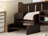 Twin Size Floor Bed with Storage Bookcases, Solid Wood Kids Floor Bed with Cute Stairs and W1580P390217