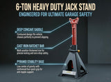6 Ton Jack Stands, Heavy Duty Steel Car Jack Stand Pair, Adjustable Height Vehicle Support Jacks for 93813513