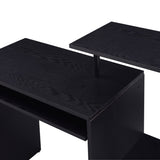 Black Computer Desk with Keyboard Tray and Open Shelving B062P184532