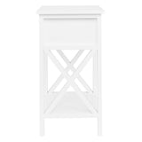 Nightstand Modern End Table, Side Table with 1 Drawer and Storage Shelf, White 06395973