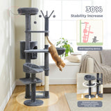 ZUN 59" Cat Tree,Cat Tower for Large Cats,Multi-Level Cat Tower 3 Removable Pompom Sticks,Cat Condo 98707781