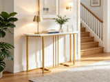 44in Modern Console Sofa Table, Waterproof Scratch-Resistant Top, Sturdy Metal Frame with Anti-Slip 89525012