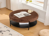 30.9"Wide Upholstered Round Ottoman Coffee Table Foot Rest with Black Metal Legs, Footstool with W3098P296973