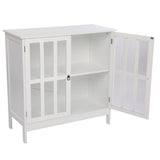 ZUN FCH Transparent Double Door Side Cabinet White 44876940