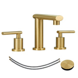 Brushed Gold 3-Hole Low-Arch 8 Inch Widespread Bathroom Faucet, Vanity Sink Faucet with Metal Pop Up 63313083