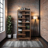 Laurel Canyon 80 inch high Bookshelf, No Assembly Required, Oak Bourbon Finish B108P292286