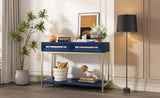 TREXM Entryway Table, Console Table with Two Drawers, Retro Hallway Table with Striking Geometric N715P227910M