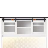 71" Farmhosue Pantry Bar Cabinet with Internal Storage Rack,Kitchen Cabinet with Hutch,Sliding 66804643