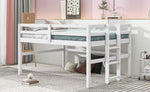 ZUN Wood Twin Size Loft Bed with Side Ladder, Antique White WF312787AAK