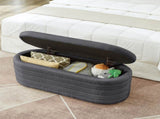 Modern Oval Storage Ottoman Bench, Upholstered Fabric End Bed Storage Bench Aesthetic Large Foot W2186P440509