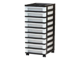 9-Drawer Narrow Plastic Storage Drawer Cart with Organizer Top, Black 18949580