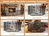 6-Panel Expandable Safety Gate , 270&deg Rotatable Baby/Pet Barrier for Fireplace Stairway 75664819