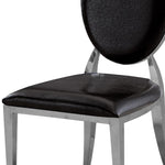 ZUN Leatherette Dining Chair Set of 2, Oval Backrest Design and Stainless Steel Legs 60238339